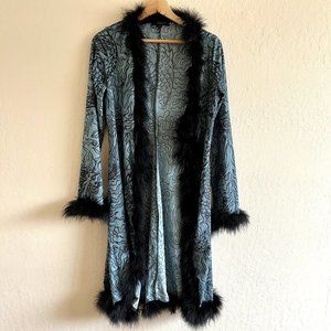 Vintage Betsey Johnson Feather Trimmed duster